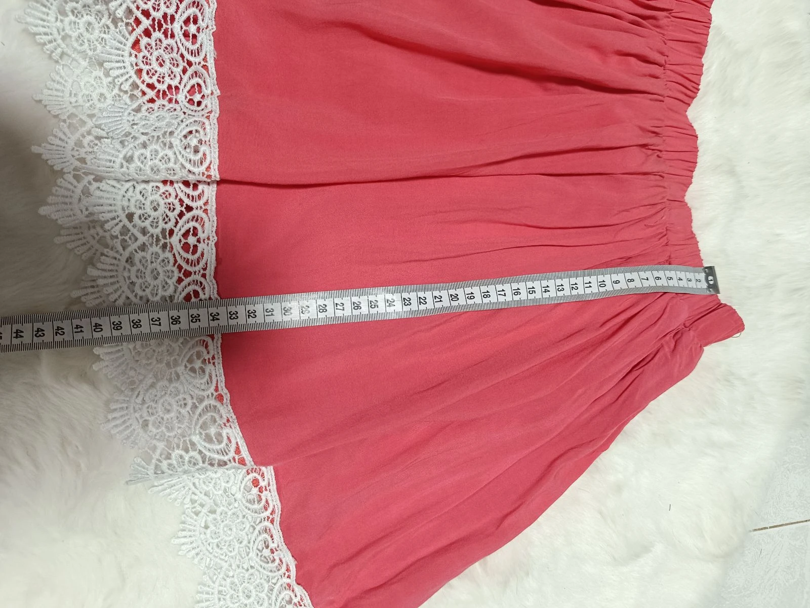 jupe courte en dentelle rose - jupe courte évasée dentelle rose – photo 10